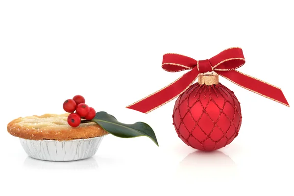 Christmas Bauble with Mince Pie — Stock Photo, Image