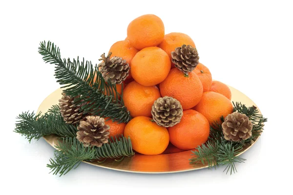 Weihnachten Mandarinenfrucht — Stockfoto