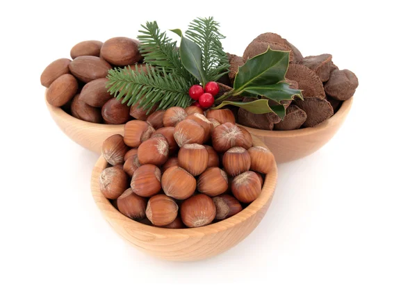 stock image Hazelnuts, Pecan and Brazil Nuts