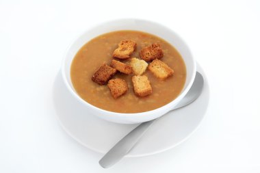 mercimek çorbası ve croutons