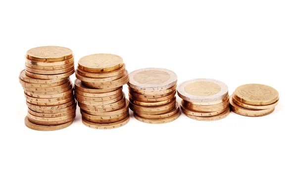 Monedas aisladas sobre fondo blanco — Foto de Stock