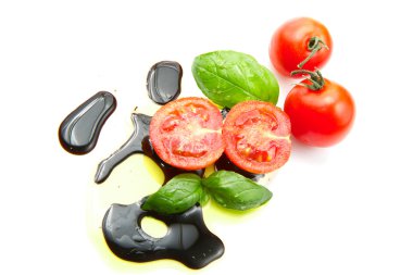 Fresh tomato with balsamic vinegar clipart