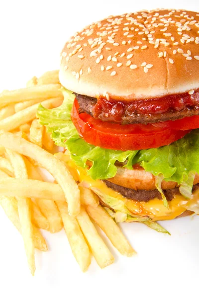 Hamburger con patate — Foto Stock