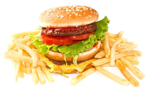 Гамбургер с картошкой — стоковое фото