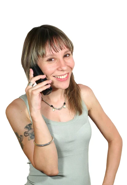 Flicka som talar i telefon — Stockfoto