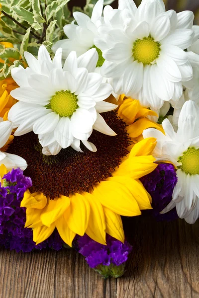 Gänseblümchen und Sonnenblume — Stockfoto