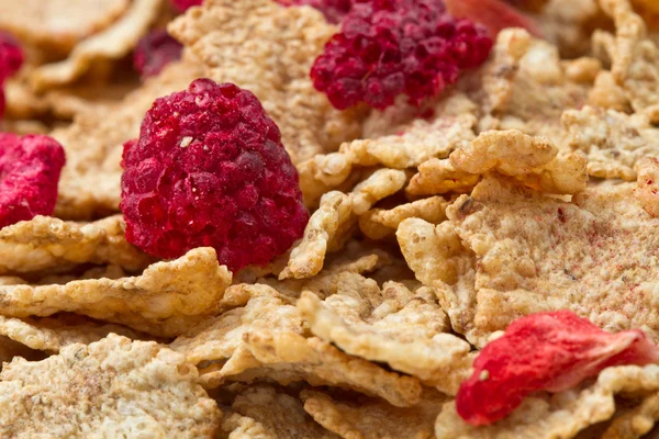 Corn flakes and red berries — Stock Photo, Image