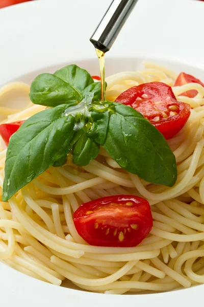 Spaghetti med tomat — Stockfoto