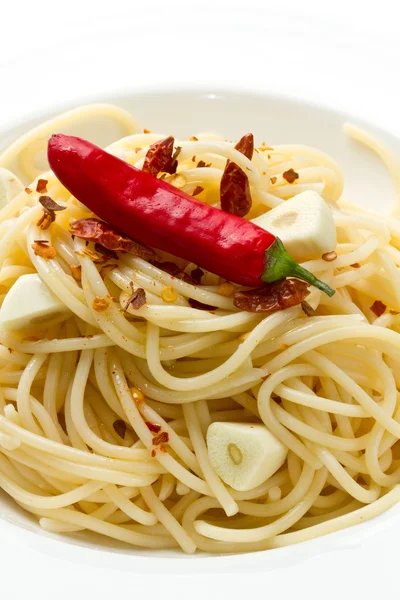 Stock image Pasta garlic olive oil and red chili pepper