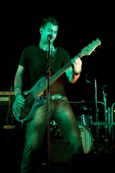 Electric bass-guitar player — Stock Photo, Image
