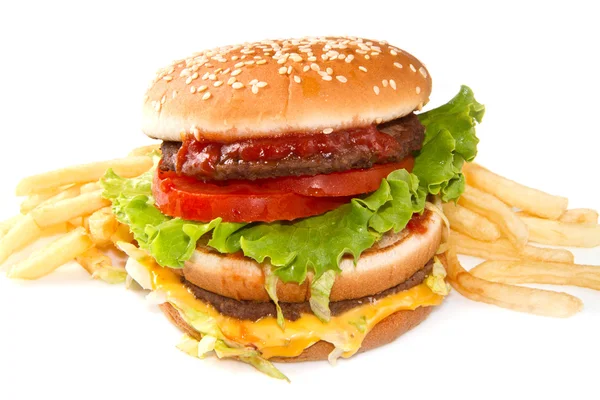 Гамбургер з картоплею — стокове фото