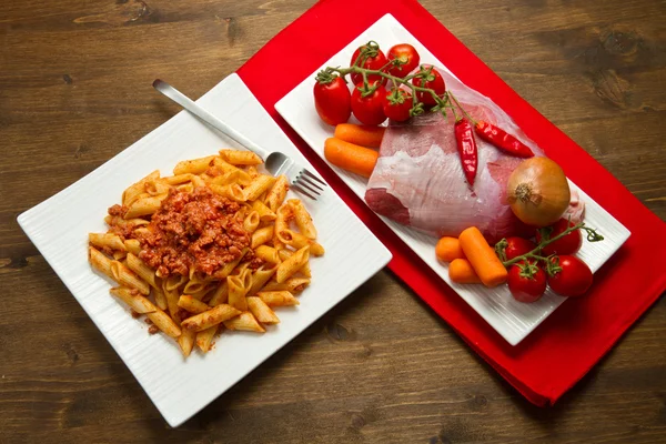 Pasta with bolognese sauce — Stock Photo, Image