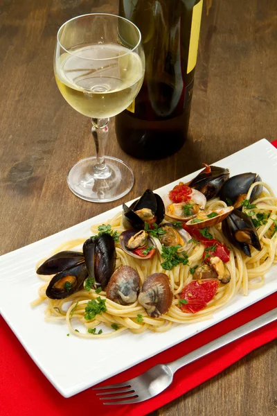 stock image Delicious pasta with clams