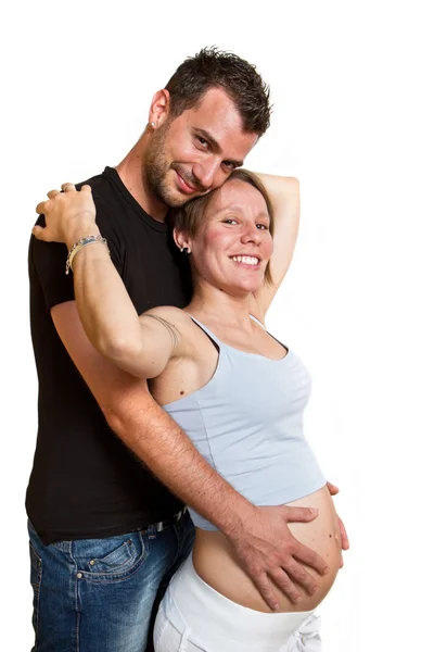 Lyckliga gravida par — Stockfoto