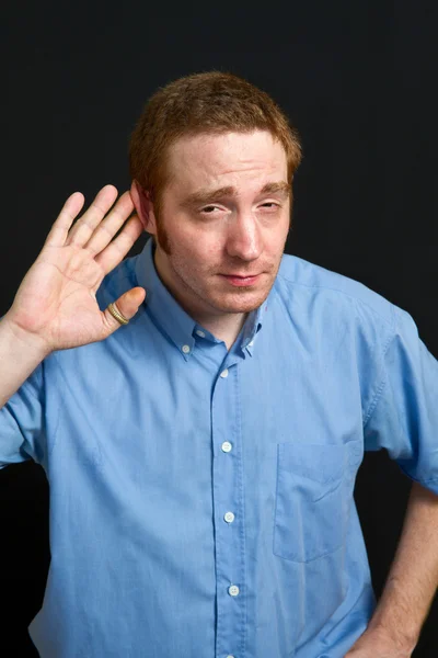 Man trying to hearing — Stockfoto