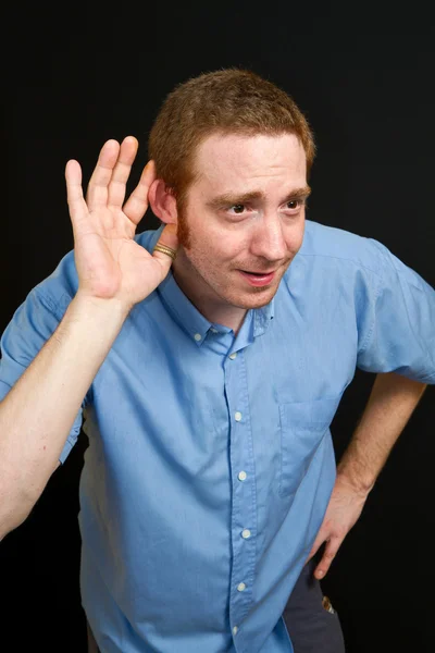 Man trying to hearing — Stock Photo, Image