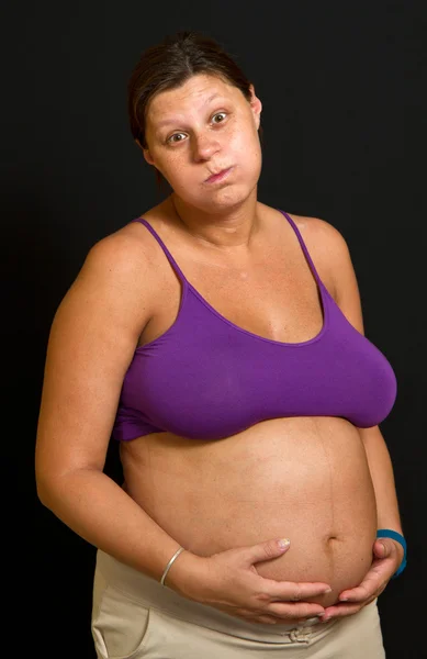Donna incinta divertente — Foto Stock