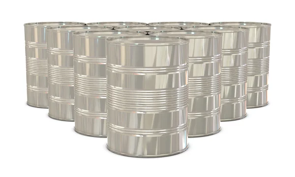 Grupo de latas de prata — Fotografia de Stock