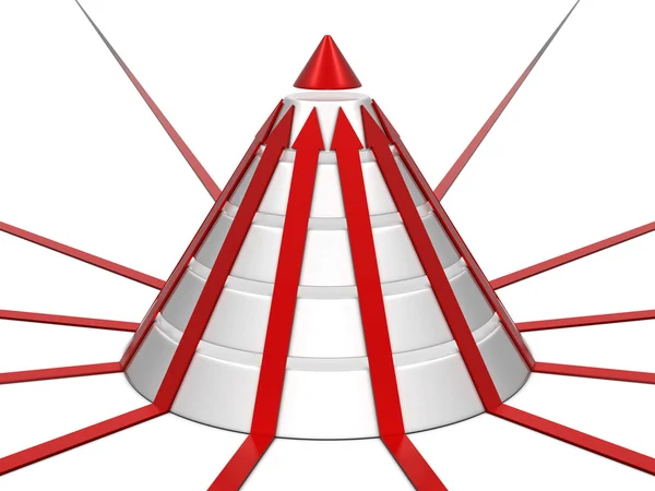 Gráfico de cone com setas vermelhas — Fotografia de Stock