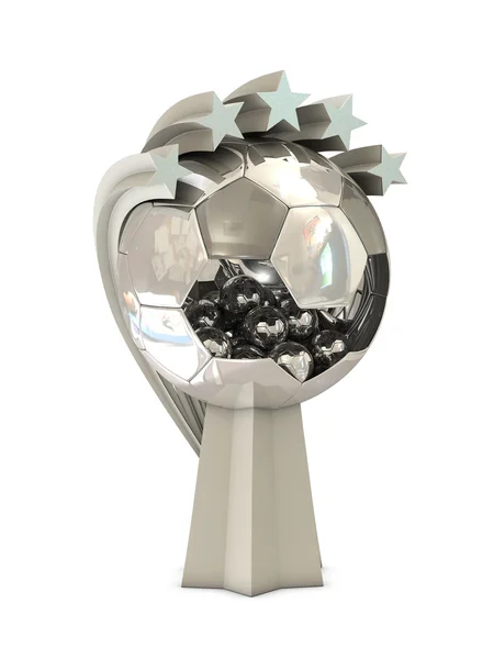 Büyük ve küçük topları ve yıldız gümüş kupa — Stok fotoğraf
