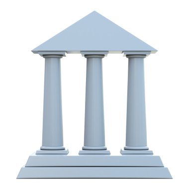 Ancient building with 3 columns clipart