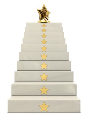 Stairs and golden star trophy on the top clipart