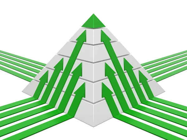 Pyramiddiagram grön-vit — Stockfoto