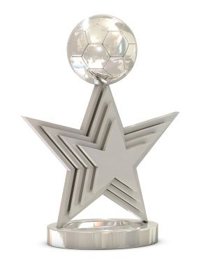 Çoklu yıldız ve topu ile gümüş Futbol Kupa