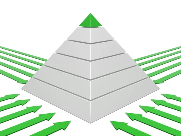 Pyramiddiagram grön-vit — Stockfoto