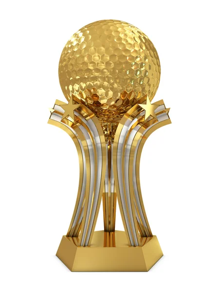 Golden - zilveren golf award trofee met bal en sterren — Stockfoto