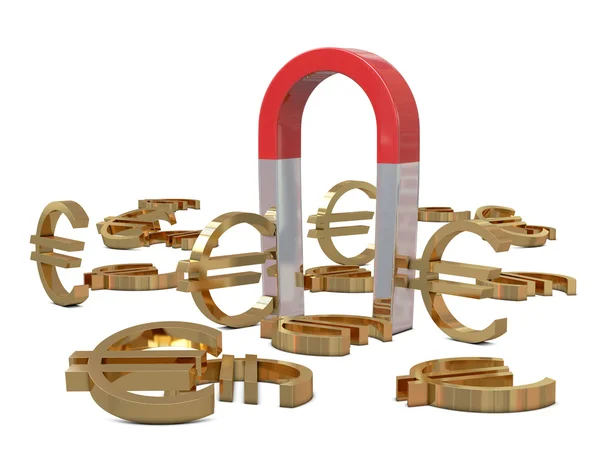磁铁和黄金欧元 — 图库照片