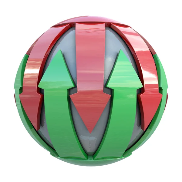 灰色の球に赤と緑の線 — ストック写真