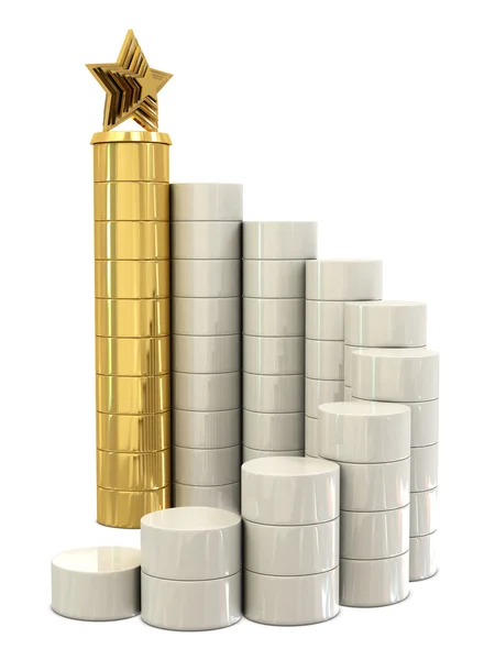Schodiště točitá a Zlatá hvězda trophy na vrcholu — Stock fotografie
