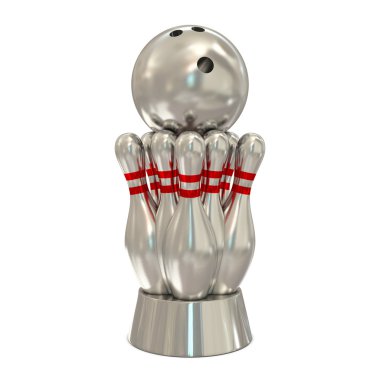 Silver bowling trophy clipart