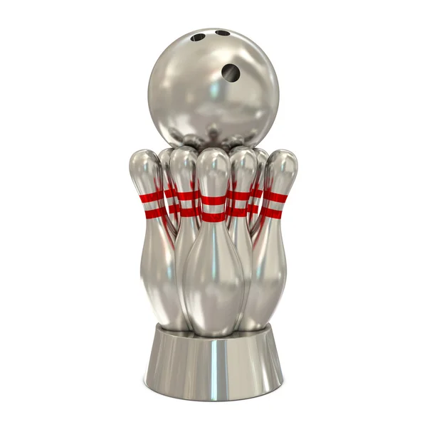 Troféu de bowling de prata — Fotografia de Stock