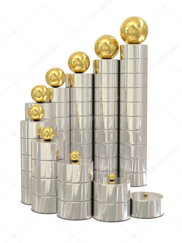 Spiral silver stairs and golden balls