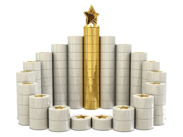 Escadas em espiral com troféu dourado no topo — Fotografia de Stock