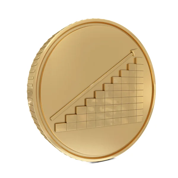 Gráfico y alineación en moneda de oro Imagen de stock