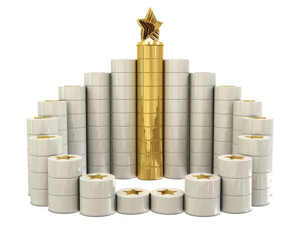 Scale a chiocciola con trofeo d'oro in cima Foto Stock Royalty Free