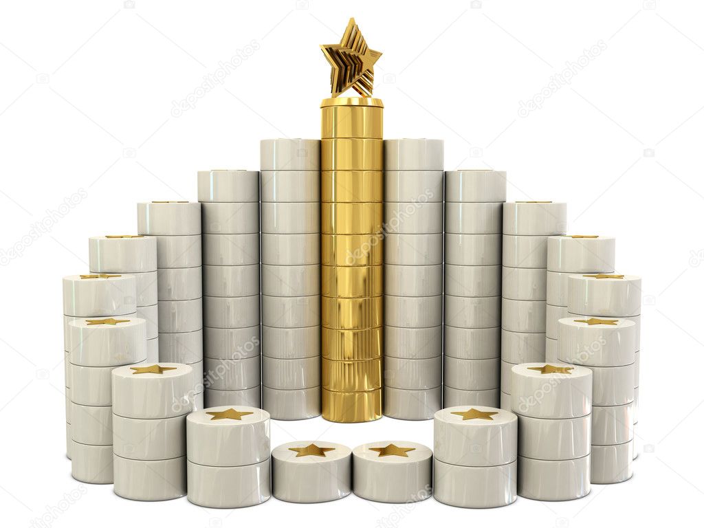 Spiral stairs with golden trophy on the top