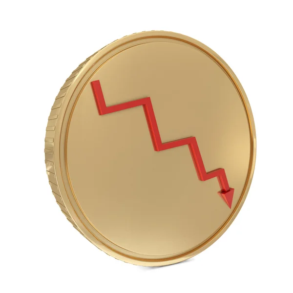 Золотая монета с красной линией — стоковое фото