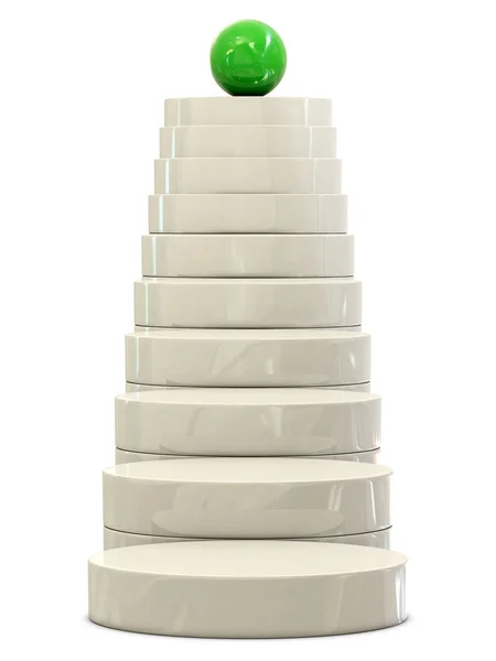 Treppe und grüner Ball — Stockfoto