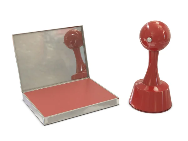 Estampador cilíndrico rojo con almohadilla de tinta —  Fotos de Stock
