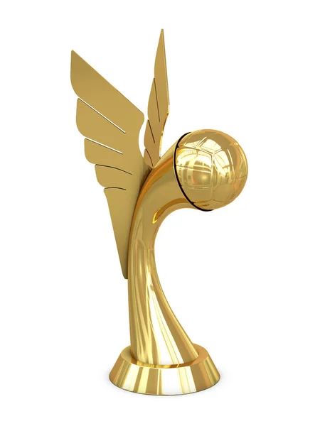 Trofeo de oro con alas y voleibol Imagen de archivo