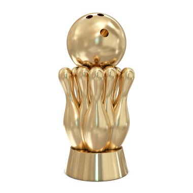 Golden bowling trophy clipart