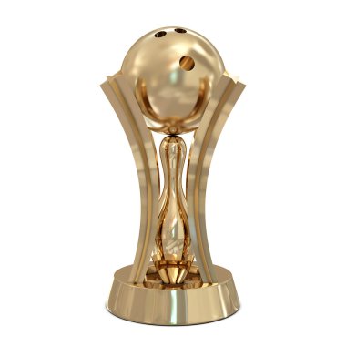 Golden bowling trophy with pin and ball clipart