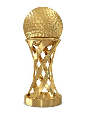 Golden trophy with golf ball clipart