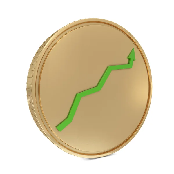 Золота монета з зеленою лінією — стокове фото