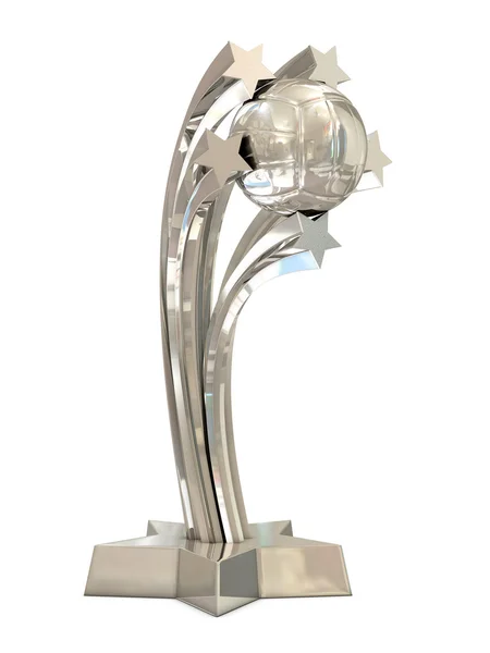 Серебряный трофей с волейболом и звездами — стоковое фото
