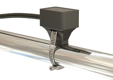 Temperature sensor on metal pipe clipart